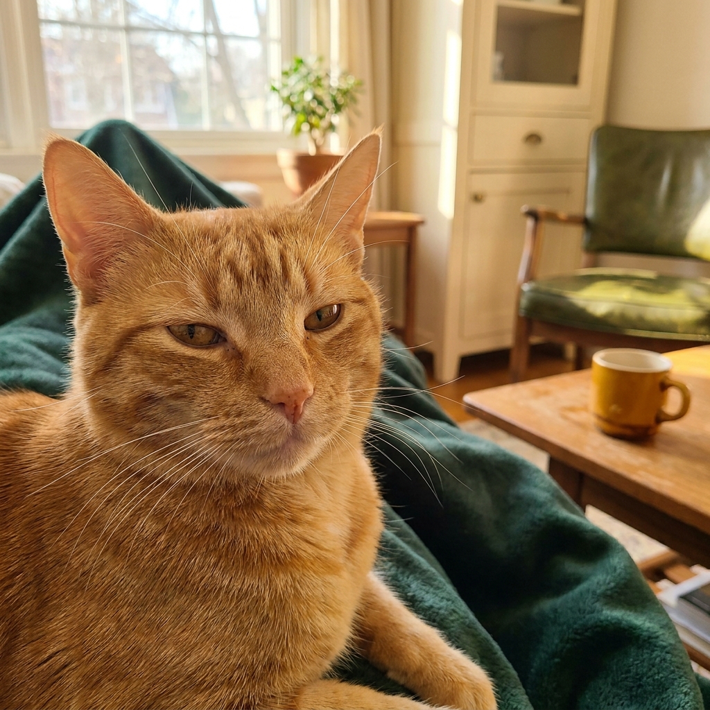 A ginger tabby cat in afternoon light