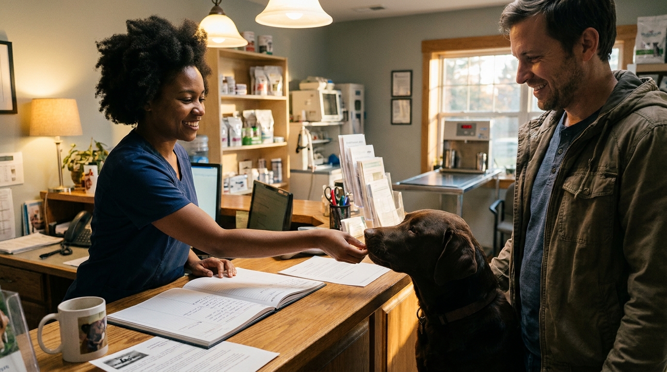 17 vet reception scripts that triple review requests in 2026